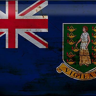 Blechschild Flagge Britische Jungferninseln 30x20cm Rost