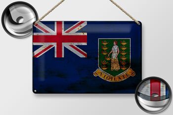 Panneau en tôle drapeau des îles Vierges britanniques, 30x20cm, rouille 2