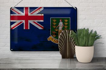Panneau en tôle drapeau des îles Vierges britanniques, 30x20cm, rouille 3