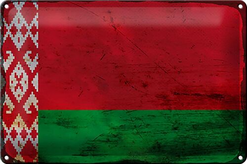 Blechschild Flagge Weißrussland 30x20cm Flag Belarus Rost