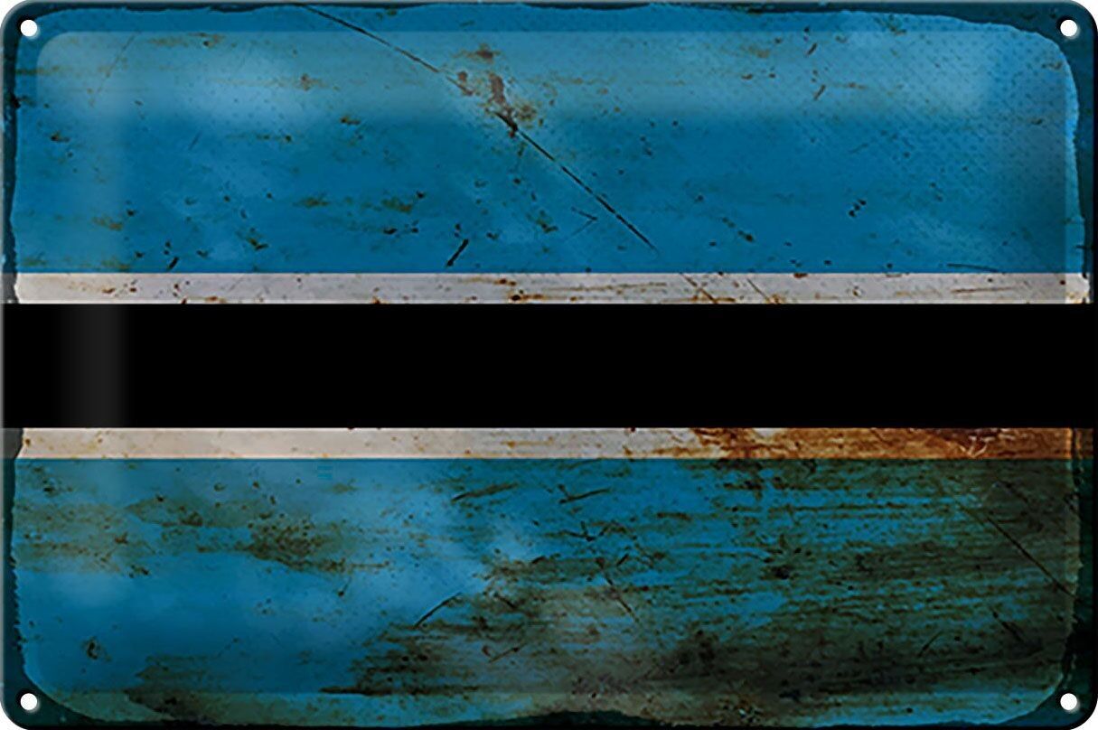 Blechschild Flagge Botswana 30x20cm Flag of Botswana Rost