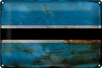Signe en étain drapeau Botswana 30x20cm drapeau du Botswana rouille 1