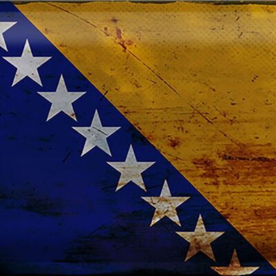 Targa in metallo bandiera Bosnia ed Erzegovina 30x20 cm ruggine