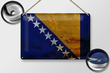 Panneau en tôle drapeau Bosnie-Herzégovine 30x20cm rouille 2