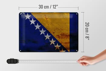 Panneau en tôle drapeau Bosnie-Herzégovine 30x20cm rouille 4