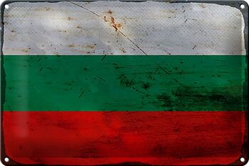 Signe en étain drapeau Bulgarie 30x20cm drapeau Bulgarie rouille 1