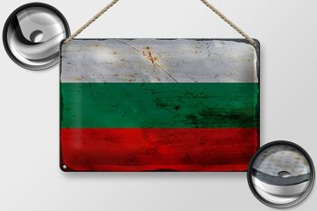 Signe en étain drapeau Bulgarie 30x20cm drapeau Bulgarie rouille 2