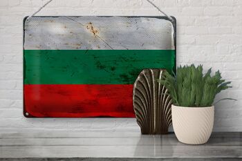 Signe en étain drapeau Bulgarie 30x20cm drapeau Bulgarie rouille 3