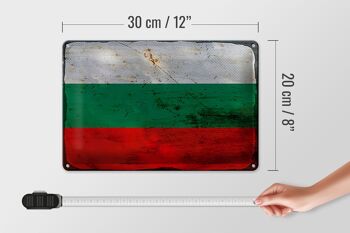 Signe en étain drapeau Bulgarie 30x20cm drapeau Bulgarie rouille 4