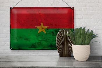 Panneau en tôle drapeau Burkina Faso 30x20cm Burkina Faso rouille 3