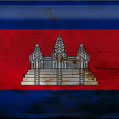 Cartel de chapa Bandera de Camboya 30x20cm Bandera de Camboya Óxido