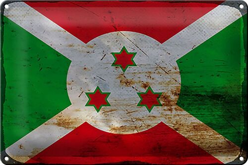 Blechschild Flagge Burundi 30x20cm Flag of Burundi Rost
