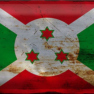 Targa in metallo Bandiera del Burundi 30x20 cm Bandiera del Burundi Ruggine