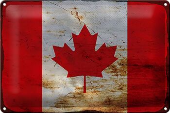 Signe en étain drapeau Canada 30x20cm drapeau du Canada rouille 1