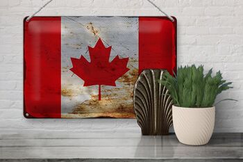 Signe en étain drapeau Canada 30x20cm drapeau du Canada rouille 3