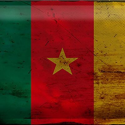 Blechschild Flagge Kamerun 30x20cm Flag of Cameroon Rost
