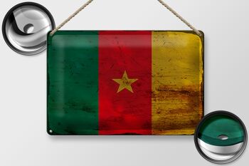 Signe en étain drapeau Cameroun 30x20cm drapeau du Cameroun rouille 2