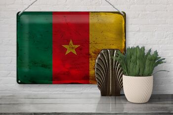 Signe en étain drapeau Cameroun 30x20cm drapeau du Cameroun rouille 3