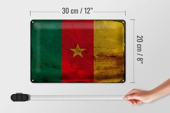 Signe en étain drapeau Cameroun 30x20cm drapeau du Cameroun rouille 4