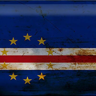 Blechschild Flagge Kap Verde 30x20cm Flag Cape Verde Rost