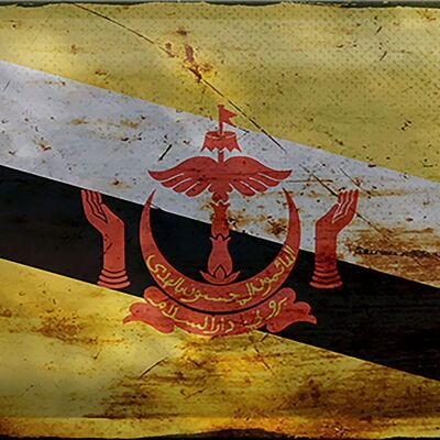 Blechschild Flagge Brunei 30x20cm Flag of Brunei Rost