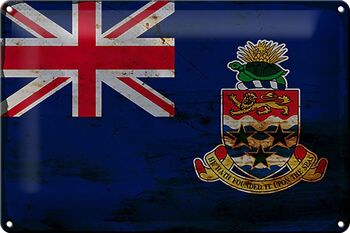 Panneau en étain drapeau des îles caïmans, 30x20cm, drapeau rouille 1