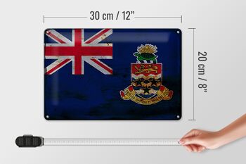 Panneau en étain drapeau des îles caïmans, 30x20cm, drapeau rouille 4