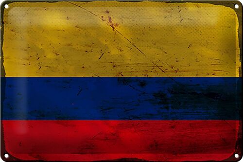 Blechschild Flagge Kolumbien 30x20cm Flag Colombia Rost