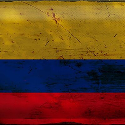 Blechschild Flagge Kolumbien 30x20cm Flag Colombia Rost