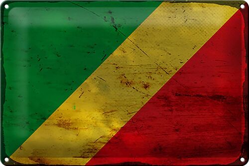 Blechschild Flagge Kongo 30x20cm Flag of the Congo Rost