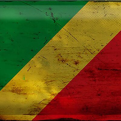 Cartel de chapa Bandera del Congo 30x20cm Bandera del Congo Óxido