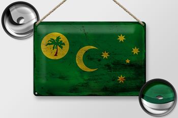 Signe en étain drapeau îles Cocos 30x20cm îles Cocos rouille 2