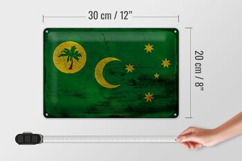 Signe en étain drapeau îles Cocos 30x20cm îles Cocos rouille 4