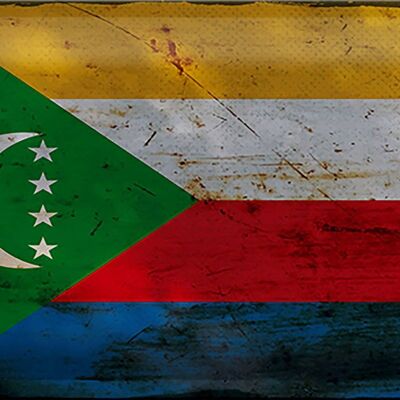 Blechschild Flagge Komoren 30x20cm Flag Comoros Rost