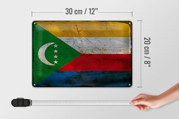 Signe en étain drapeau Comores 30x20cm drapeau Comores rouille 4