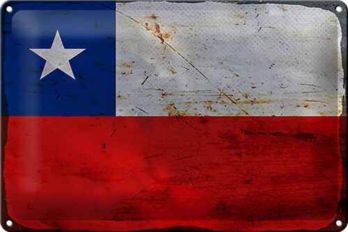 Blechschild Flagge Chile 30x20cm Flag of Chile Rost
