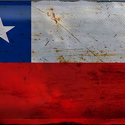 Blechschild Flagge Chile 30x20cm Flag of Chile Rost