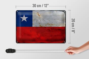 Signe en étain drapeau Chili 30x20cm drapeau du Chili rouille 4