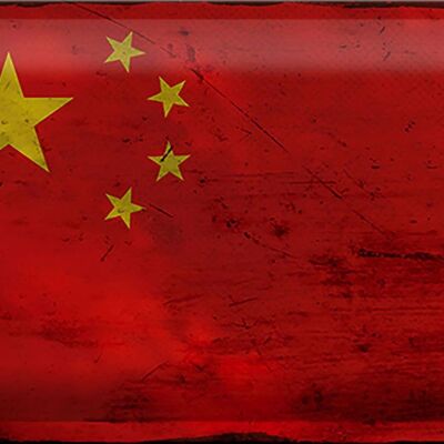 Blechschild Flagge China 30x20cm Flag of China Rost