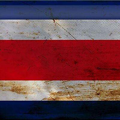Panneau en tôle drapeau Costa Rica 30x20cm Costa Rica rouille