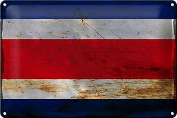 Panneau en tôle drapeau Costa Rica 30x20cm Costa Rica rouille 1