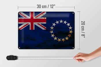 Signe en étain drapeau des îles Cook 30x20cm îles Cook rouille 4