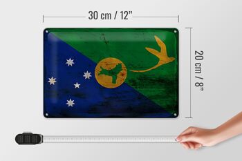 Signe en étain drapeau île Christmas 30x20cm, drapeau rouille 4