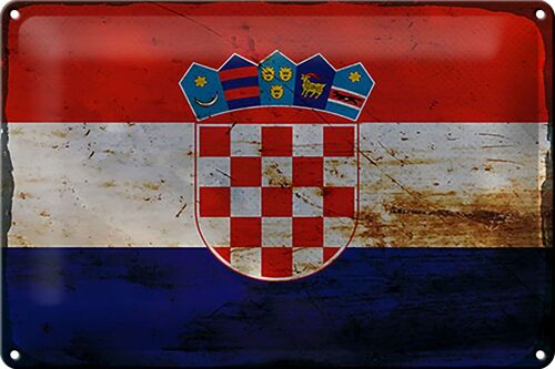 Blechschild Flagge Kroatien 30x20cm Flag of Croatia Rost