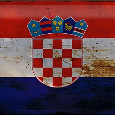 Cartel de chapa Bandera de Croacia 30x20cm Bandera de Croacia Óxido