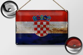 Signe en étain drapeau Croatie 30x20cm drapeau de Croatie rouille 2