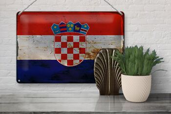 Signe en étain drapeau Croatie 30x20cm drapeau de Croatie rouille 3