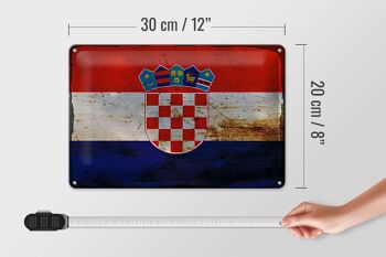 Signe en étain drapeau Croatie 30x20cm drapeau de Croatie rouille 4