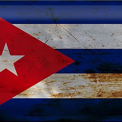 Cartel de chapa Bandera de Cuba 30x20cm Bandera de Cuba Óxido