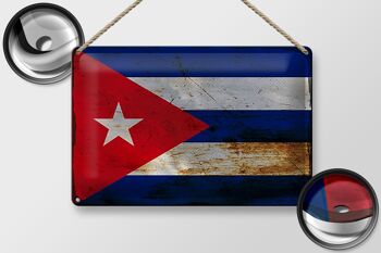 Signe en étain drapeau Cuba 30x20cm drapeau de Cuba rouille 2